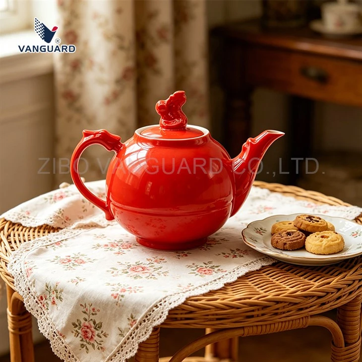 Bone China Red Teapot
