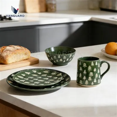 Christmas Ceramic Dinner Bowls and Plate