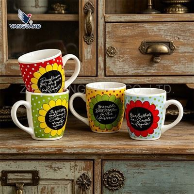 Colorful Flower Pattern Ceramic Mug