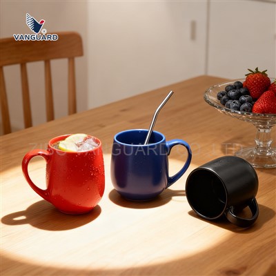 Round Shape Ceramic Coffee Mug With Print Logo