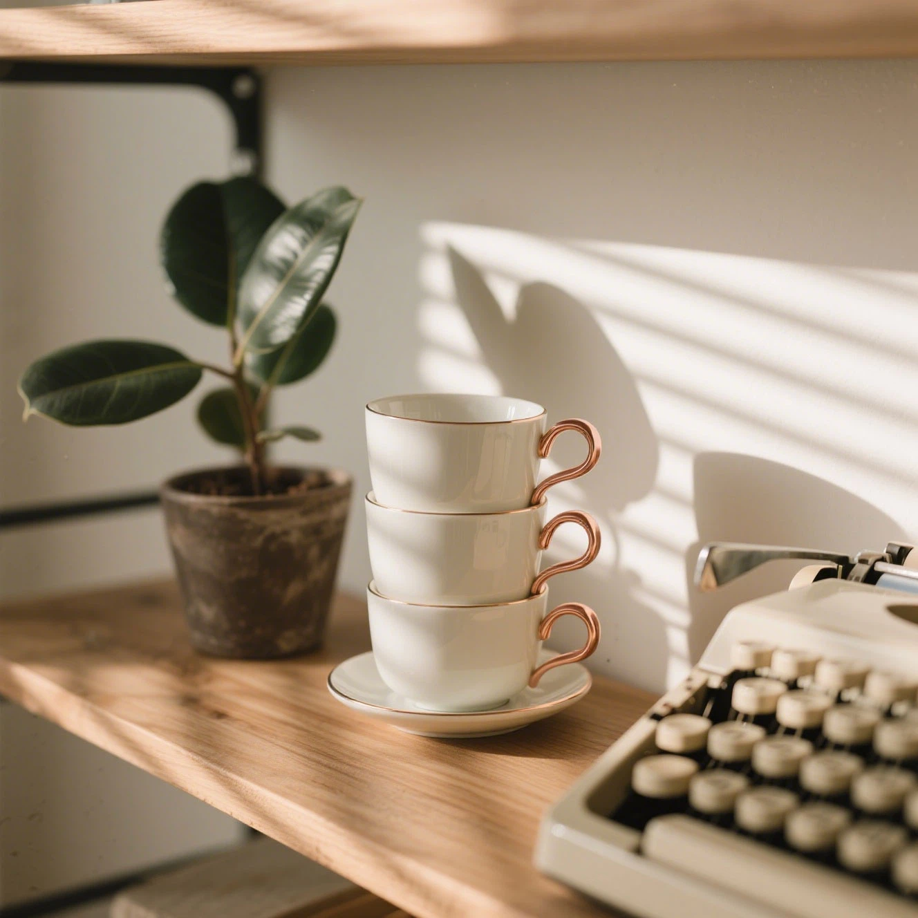 Stack Mugs With Sliver Handle Stack Mugs With Sliver Handle