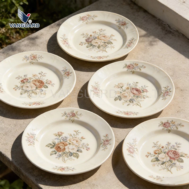 white ceramic plate set with design white ceramic plate set with design