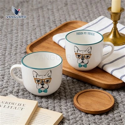 Ceramic Mug With Blue Rim