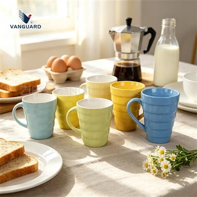 Horizontal Ribbed Ceramic Cup